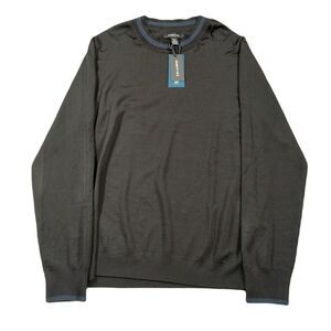 Kenneth Cole Knit Sweater‎ Mens XL Black Pullover Striped Collar $99